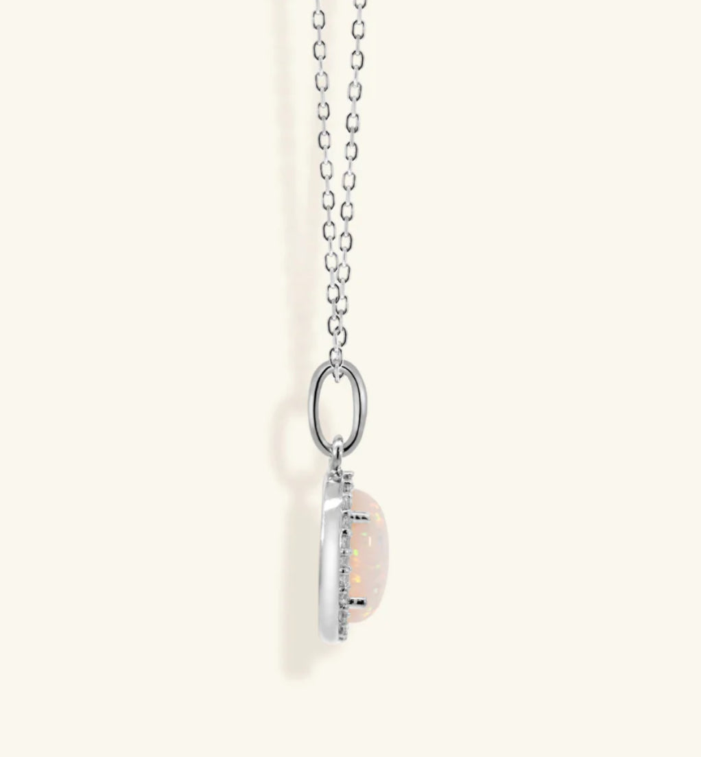 Junipurr Olenis oval opal pendant necklace, product view.