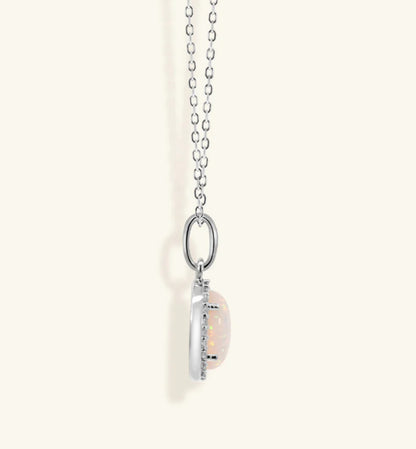 Junipurr Olenis oval opal pendant necklace, product view.