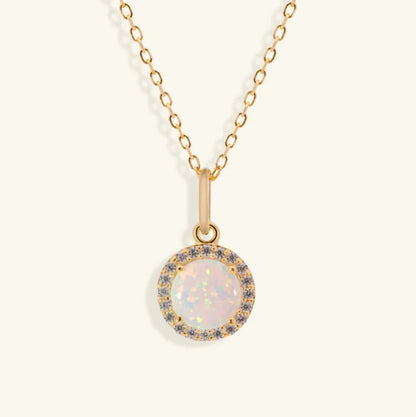 Junipurr Opalia opal and cubic zirconia pendant necklace, product view.
