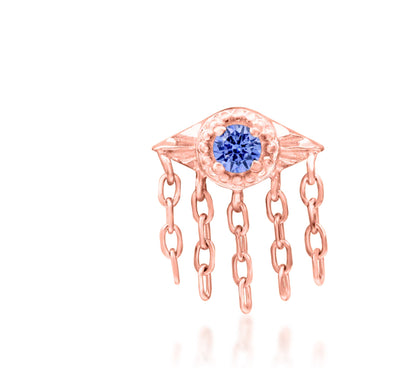 Junipurr Organa solid 14k gold Tanzanite CZ chain jewellery, product view.