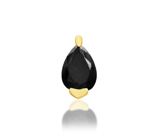 Junipurr Paige solid 14k gold threadless decorative end with Black CZ.