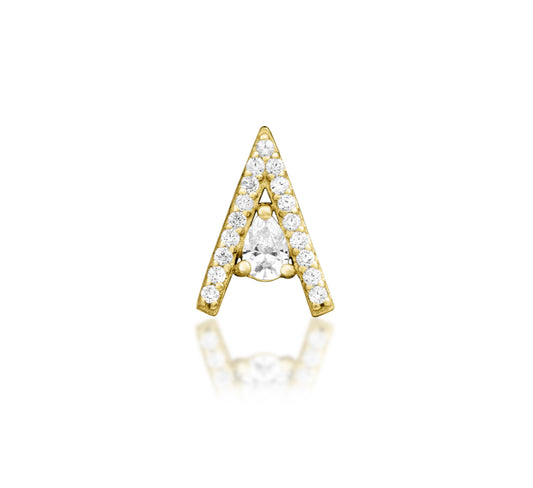 Junipurr Pointessa solid 14k gold threadless end with a cascading cluster of White CZ stones.