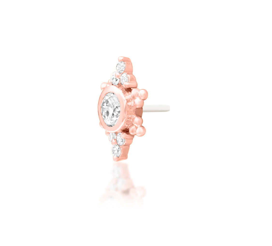 Junipurr Praise solid 14k gold decorative end set with seven lab-grown diamonds, product view.