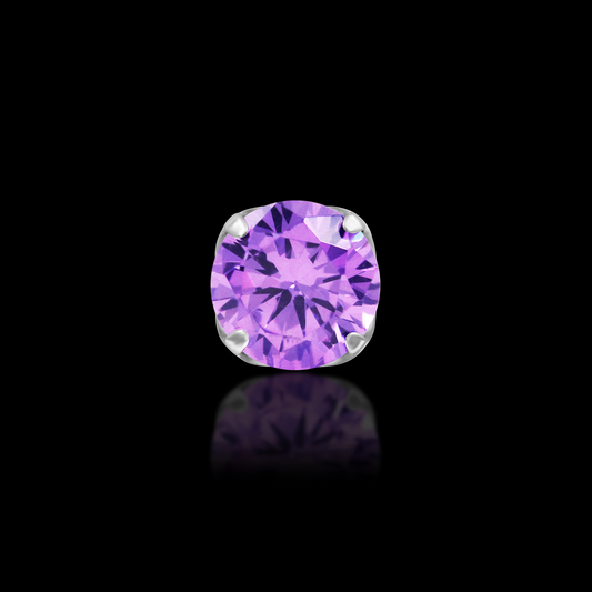 Junipurr Prong-Set Gem 3 Claws, Amethyst 1.5mm, polished titanium threadless decorative end – alternate view