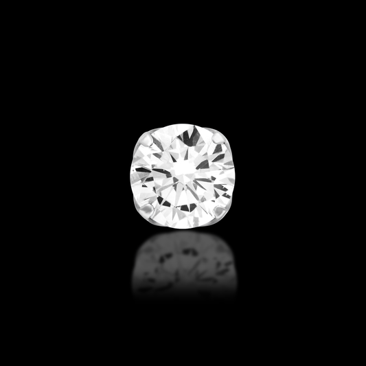 Junipurr Prong-Set Gem 3 Claws, White Clear 1.5mm, polished titanium threadless decorative end