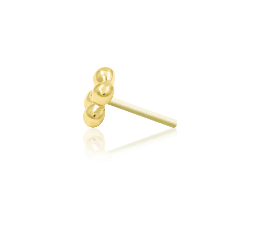 Junipurr Quad Bead solid 14k gold gemstone-free four-bead threadless end, product view.