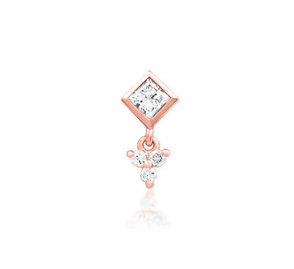 Junipurr Reflection solid 14k gold four-stone lab-grown diamond threadless end, product view.