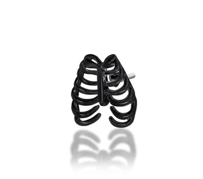 Junipurr Rib Cage solid 14k gold black-rhodium threadless decorative end, product view.