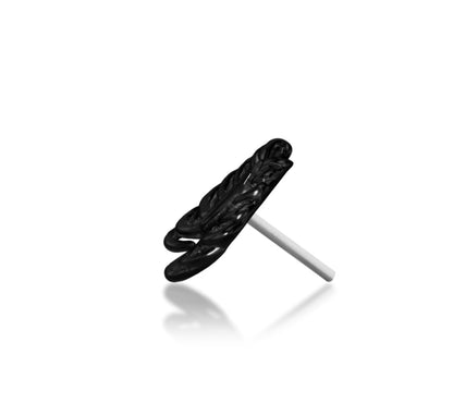 Junipurr Rib Cage three-dimensional black-rhodium decorative end in solid 14k gold, product view.