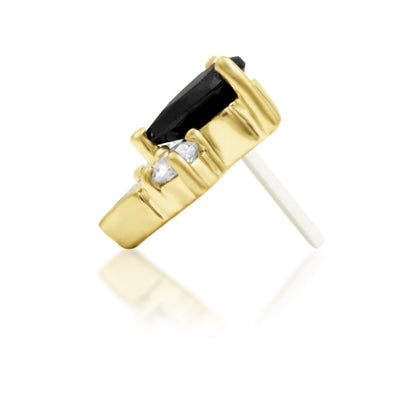Junipurr Roxyn black and white cubic zirconia threadless end in 14k yellow gold, side profile