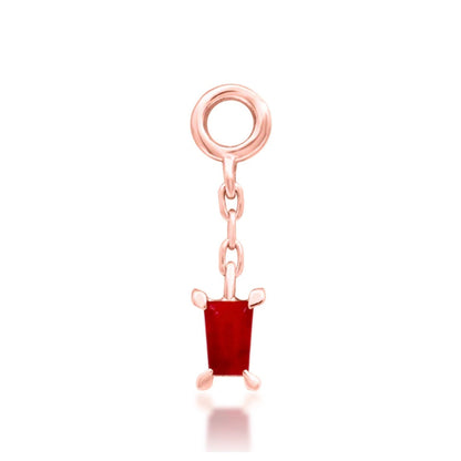 Front view of Junipurr Salvie carnelian charm in 14k rose gold.