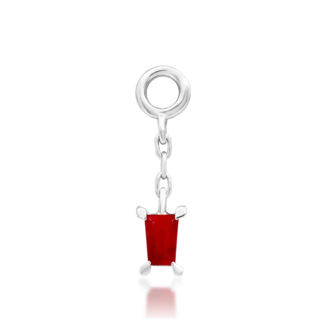 Front view of Junipurr Salvie carnelian charm in 14k white gold.