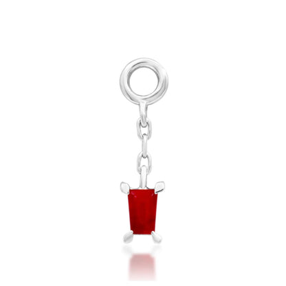 Front view of Junipurr Salvie carnelian charm in 14k white gold.