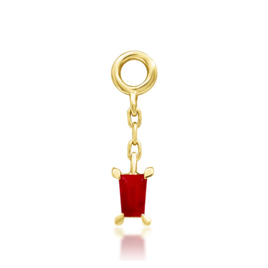 Junipurr Salvie solid 14k yellow gold Carnelian ear charm, front view.