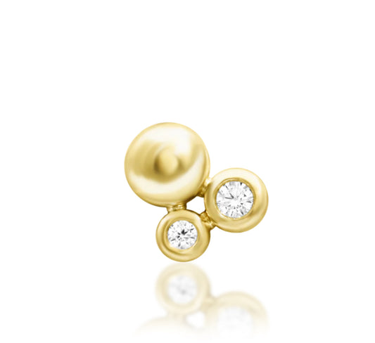 Junipurr Sana solid 14k gold CZ beaded threadless decorative end, product view.