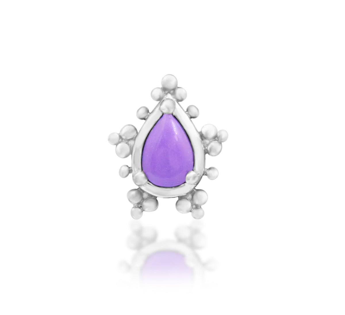 Junipurr Savanna Purple Turquoise threadless decorative end in solid 14k gold, product view.