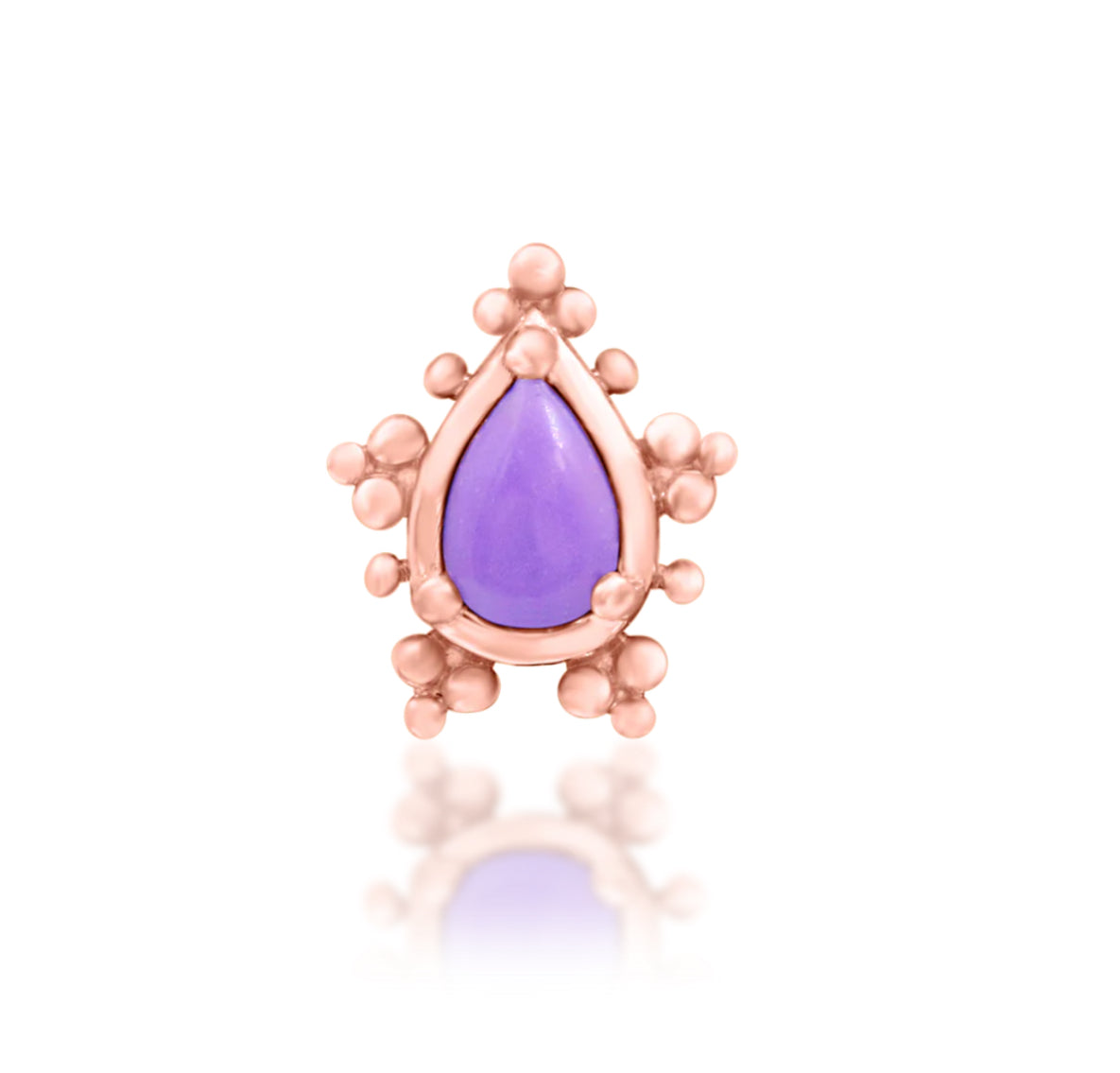 Junipurr Savanna solid 14k gold compact Purple Turquoise decorative end, product view.