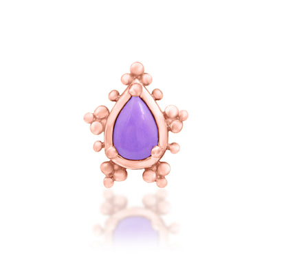Junipurr Savanna solid 14k gold compact Purple Turquoise decorative end, product view.
