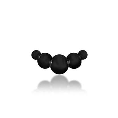 Junipurr Scene Croissant solid 14k gold black-rhodium curved threadless end, front view.