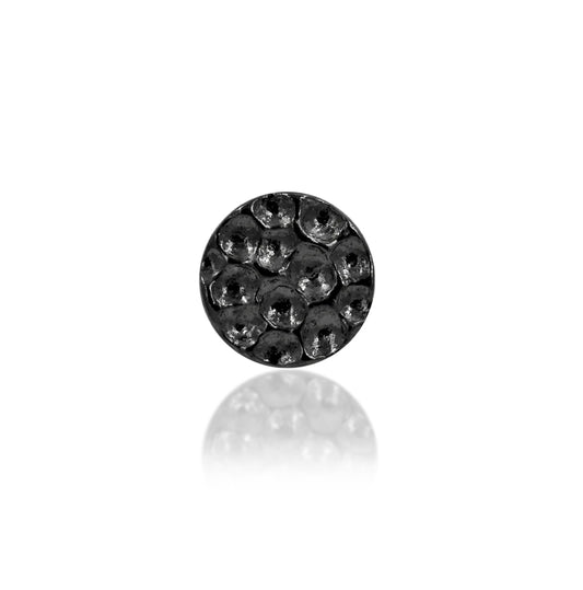 Junipurr Scene Hammered Disk solid 14k gold threadless end with rhodium finish and a 3mm hammered round face.