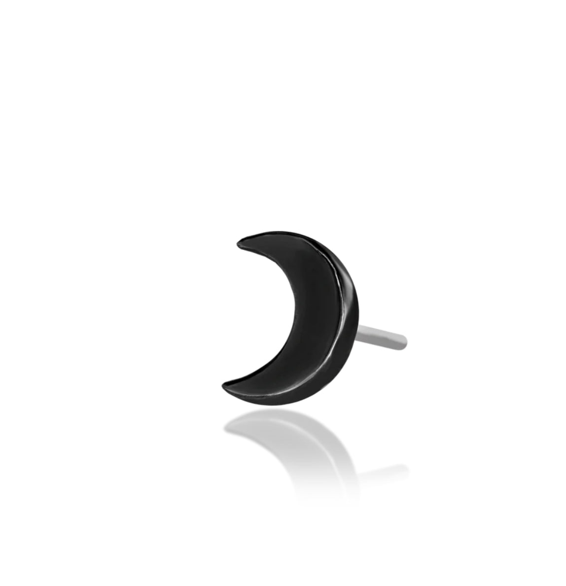 Junipurr Scene Moon black-rhodium moon decorative end in solid 14k gold, product view.