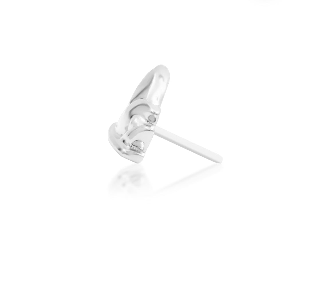 Junipurr Showtime solid 14k white gold threadless end, side profile.