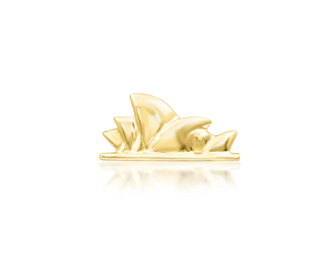 Junipurr Showtime solid 14k yellow gold threadless end, front view.