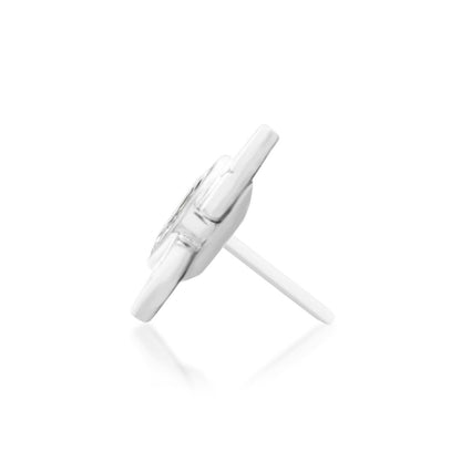 Junipurr Sirena solid 14k white gold marquise White CZ threadless end, side profile.