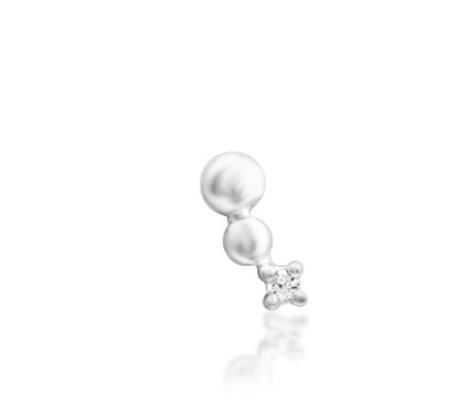 Junipurr Spark curved CZ threadless jewellery in solid 14k gold, product view.