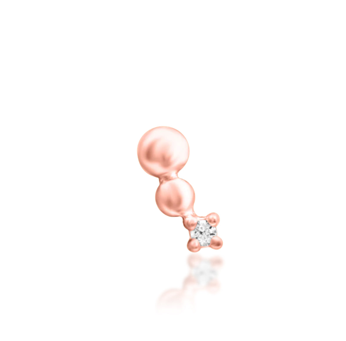 Junipurr Spark solid 14k gold curved CZ threadless end, product view.