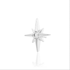 Close product view of Junipurr Stella in solid 14k white gold with a central White CZ.