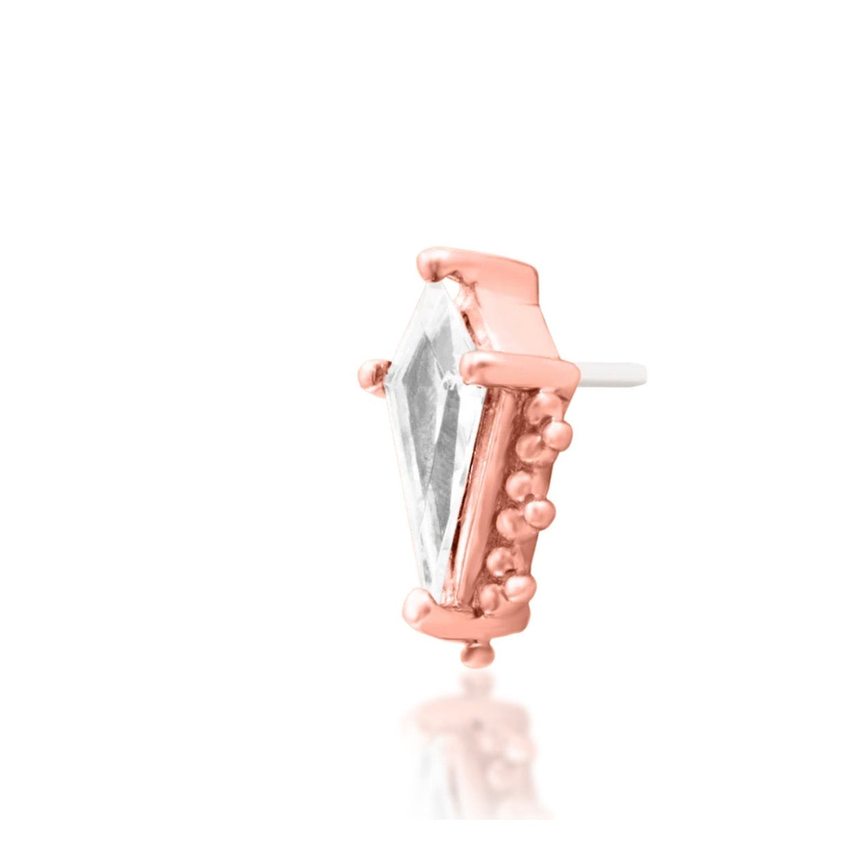 Junipurr Sultan single White CZ jewellery in rose gold, alternate product view.