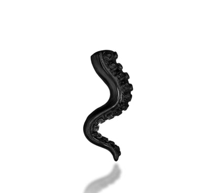 Junipurr Tentacle solid 14k gold black-rhodium curved tentacle threadless end, product view.