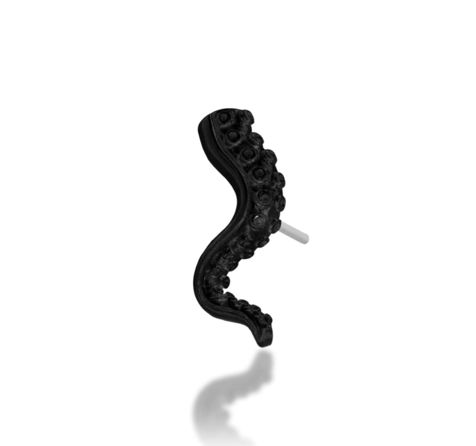 Junipurr Tentacle solid 14k gold black-rhodium threadless decorative end, product view.