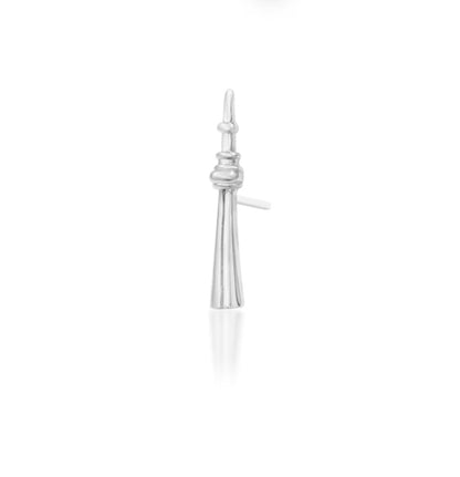 Junipurr The 6IX solid 14k white gold threadless end, angled view.