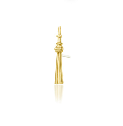 Junipurr The 6IX solid 14k yellow gold threadless end, angled view.