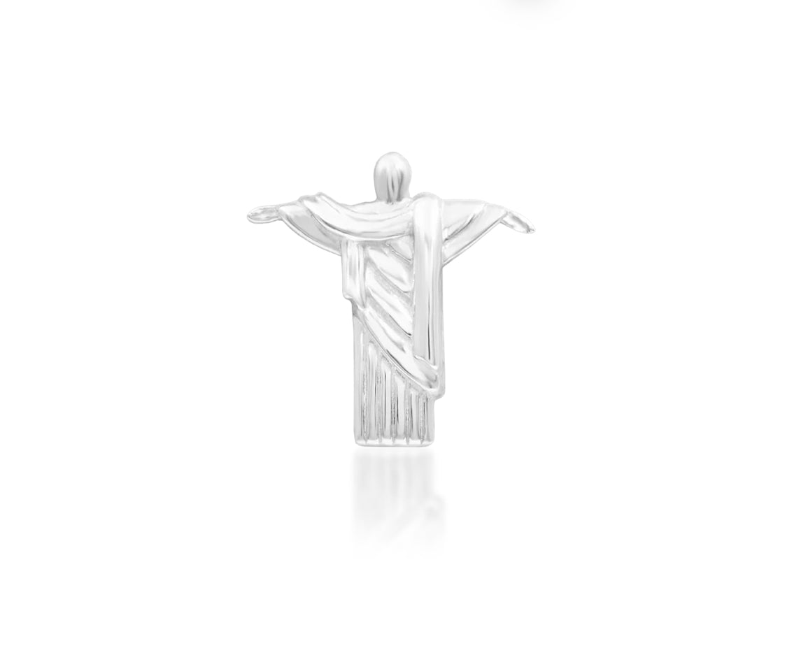 Junipurr The Redeemer solid 14k white gold threadless end, front view.