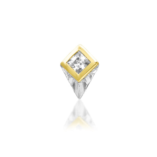 Junipurr Thena White CZ Threadless Decorative End, front view.