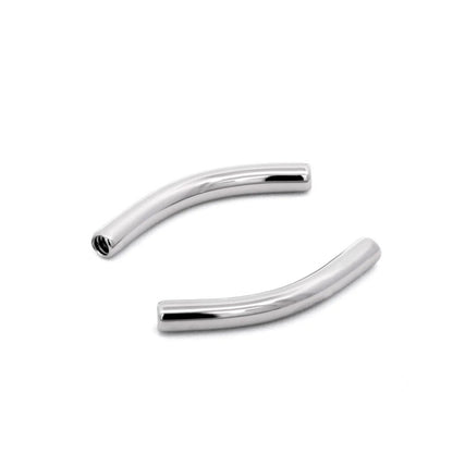 Junipurr ASTM F136 titanium 16G internally threaded curved barbell, angled view.