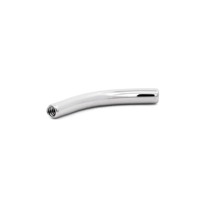 Junipurr implant-grade titanium 16G internally threaded curved barbell, front view.