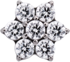 Junipurr Titanium Flower Gem (6 petals), White 3.3mm, polished titanium threadless decorative end