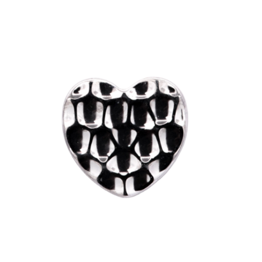 Junipurr Titanium Hammered Heart, Threadless, polished titanium threadless decorative end