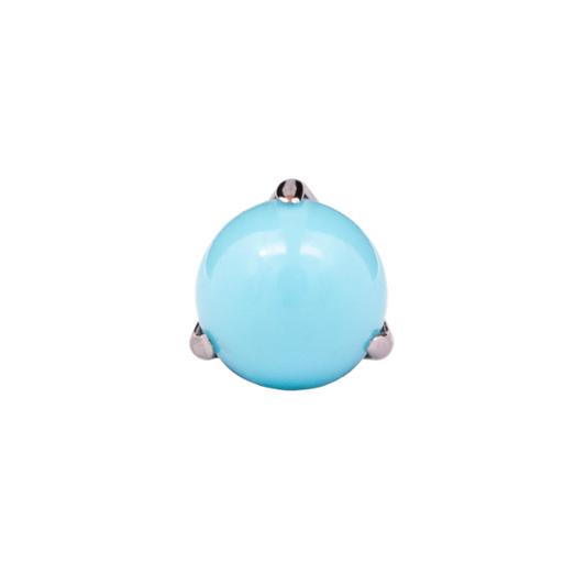 Junipurr Titanium Prong-Set Bead, Turquoise 3mm, polished titanium threadless decorative end – alternate view