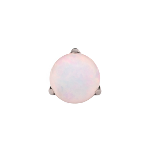 Junipurr Titanium Prong-Set Bead, White Opal 3mm, polished titanium threadless decorative end