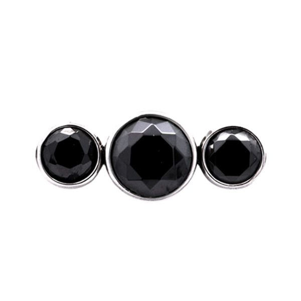 Junipurr Titanium Straight 3 Gem Cluster, Black CZ, polished titanium threadless decorative end