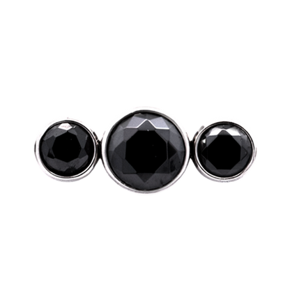 Junipurr Titanium Straight 3 Gem Cluster, Black CZ, polished titanium threadless decorative end