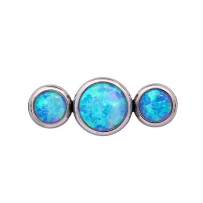 Junipurr Titanium Straight 3 Gem Cluster, Blue Opal, polished titanium threadless decorative end