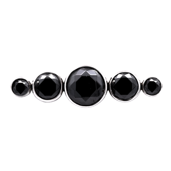 Junipurr Titanium Straight 5 Gem Cluster, Black CZ, polished titanium threadless decorative end