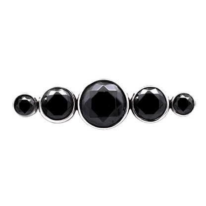 Junipurr Titanium Straight 5 Gem Cluster, Black CZ, polished titanium threadless decorative end