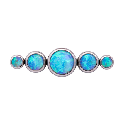 Junipurr Titanium Straight 5 Gem Cluster, Blue Opal, polished titanium threadless decorative end